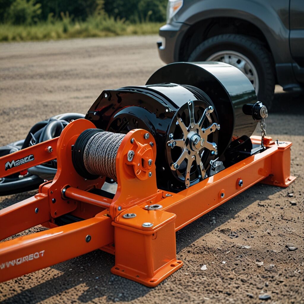 Drill powered winch lifting heavy load