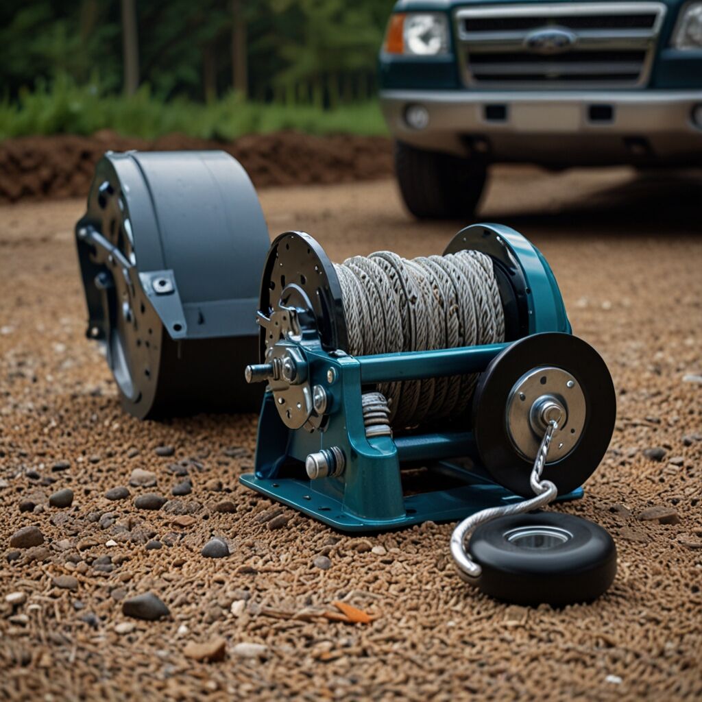 Portable winch easily mounts trailers