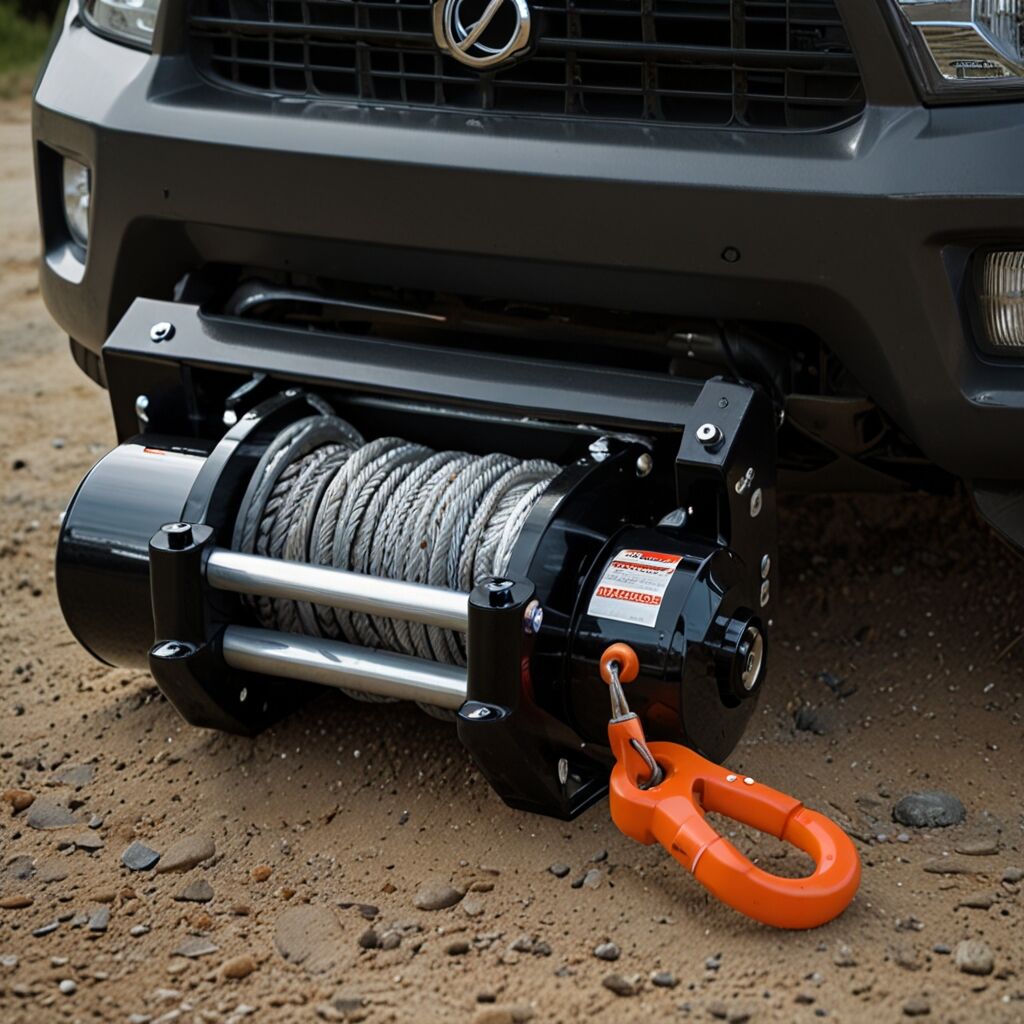 Close-up of wire rope spooling on drum