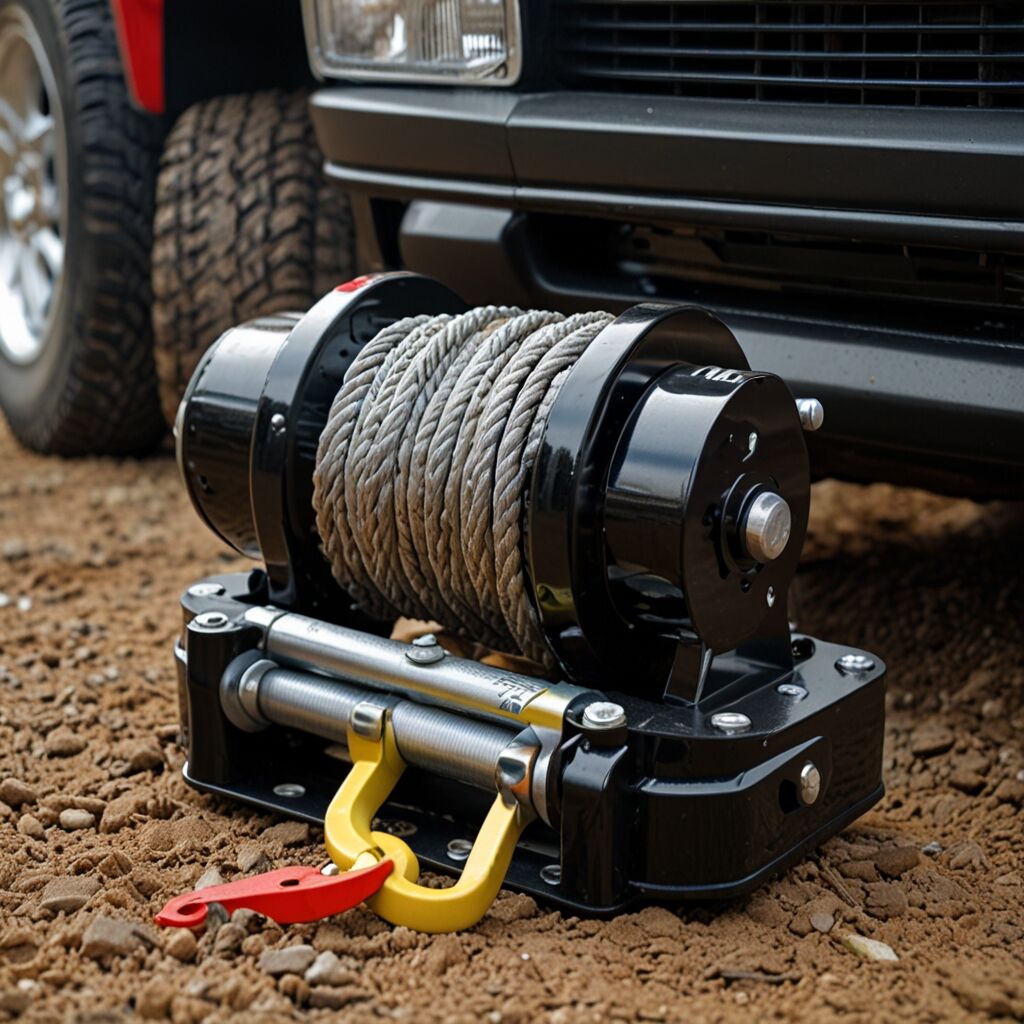 Waterproof winch installed on a boat in marine environment